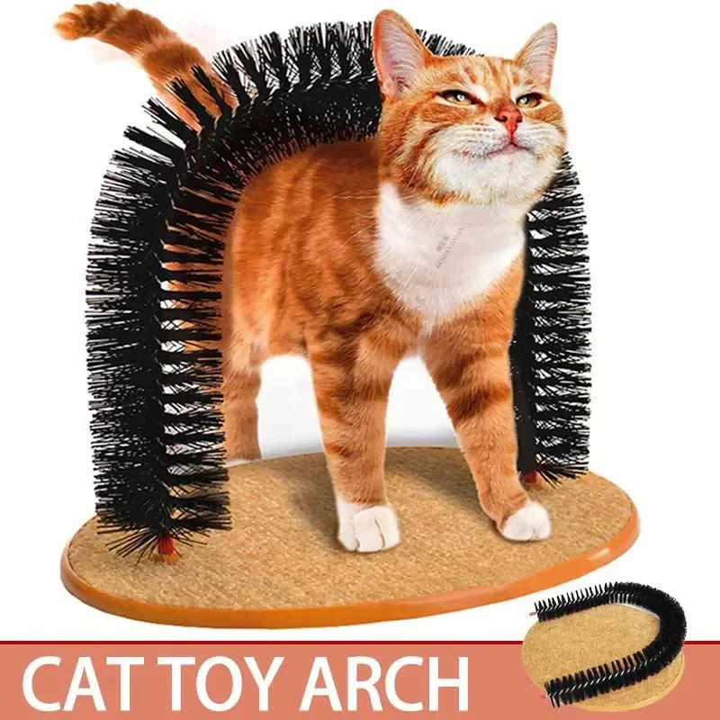 Cat Grooming and Massage Arch - 2-in-1 Toy with Scratching Base