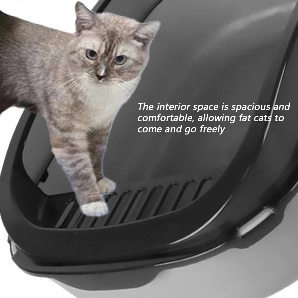 High-Sided Litter Box with Scoop for Mess Containment