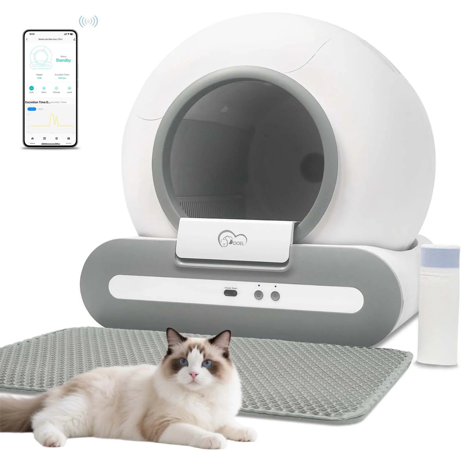 DOEL Self-Cleaning Smart Cat Litter Box with Wi-Fi & Radar Detection