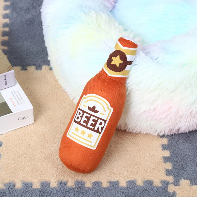 "Beer Bottle" Plush Toy Set - Themed Fun for Your Dog