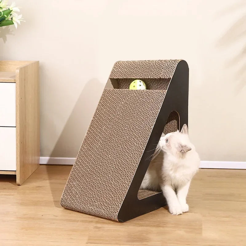 2-in-1 Interactive Cardboard Cat Scratcher and Puzzle Toy