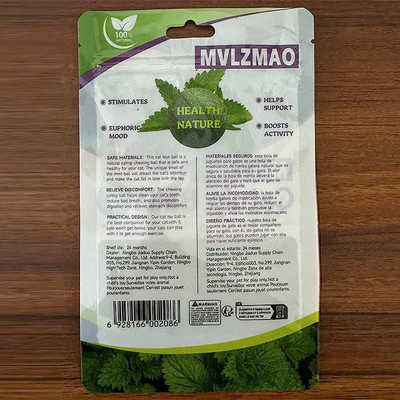 Self-Adhesive Edible Catnip Balls - Wall-Mount Treat and Teeth Cleaner