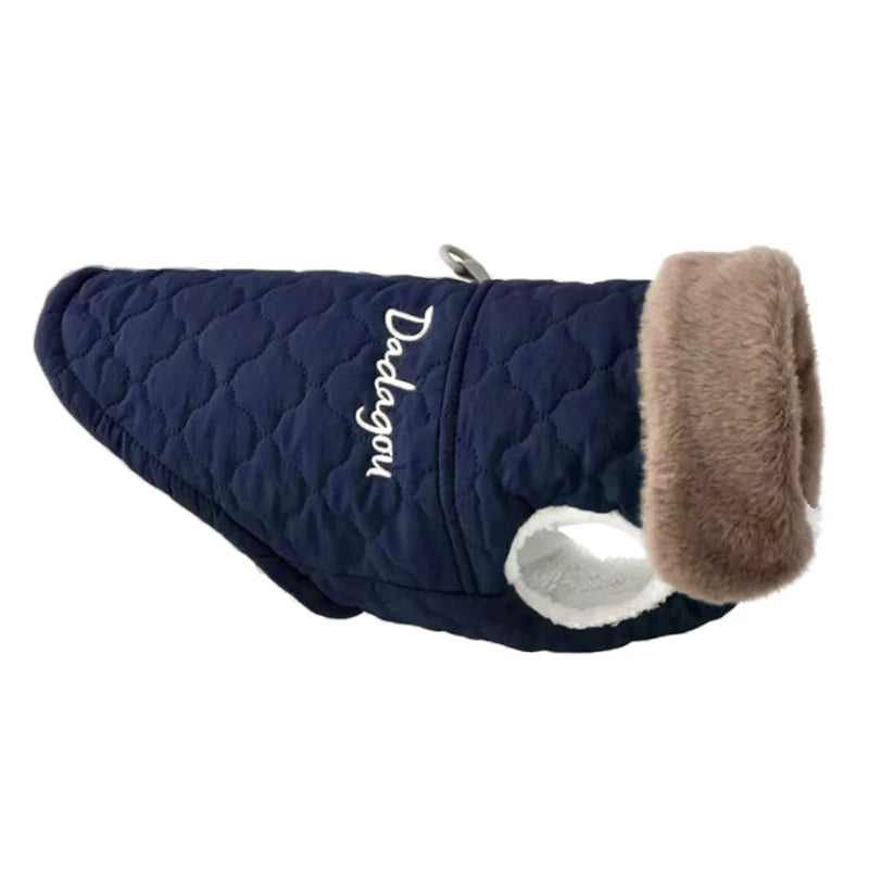 Waterproof Quilted Pet Coat with Fur Collar - Complete Thermal Protection