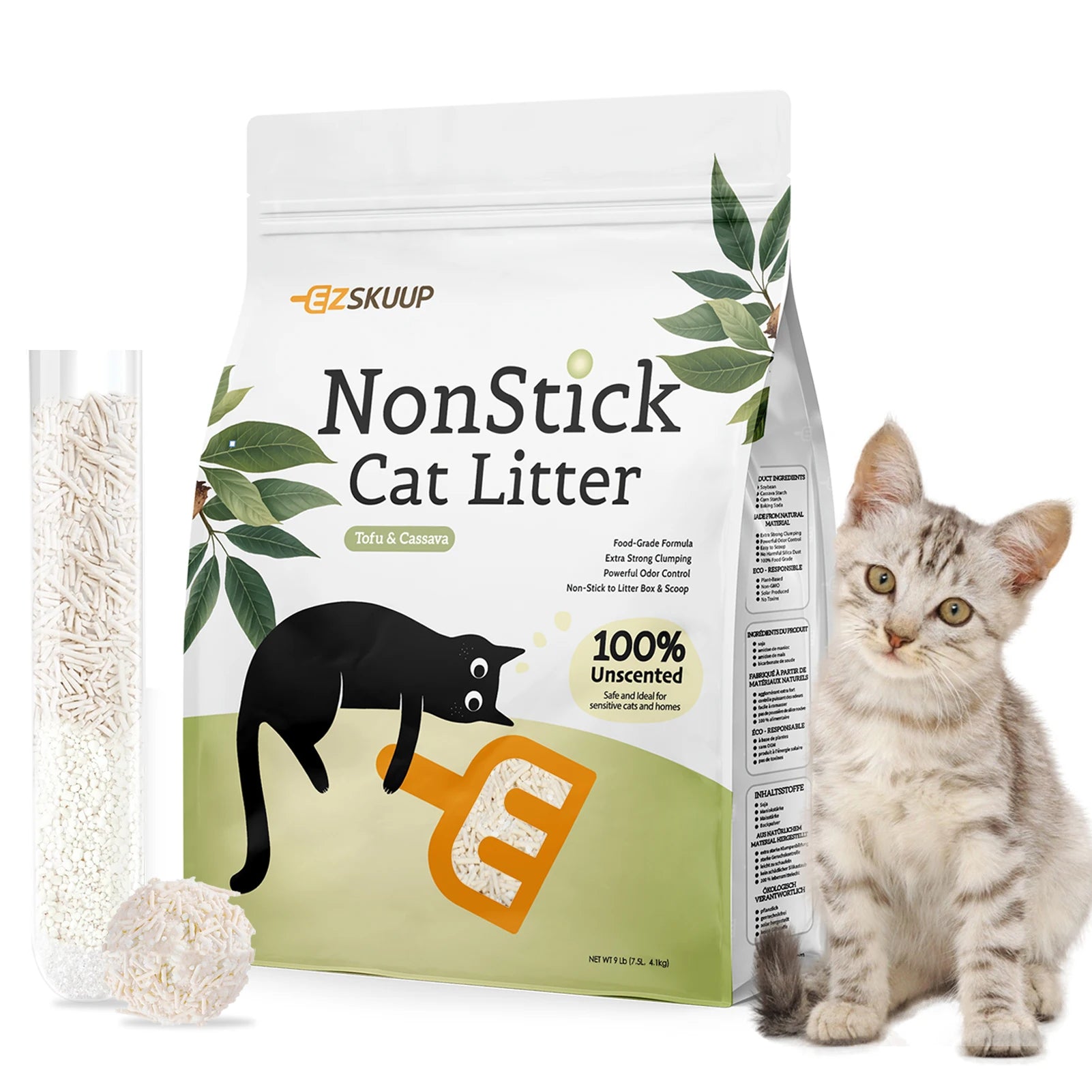EZSKUUP NonStick Cat Litter (Tofu & Cassava) - 100% Unscented