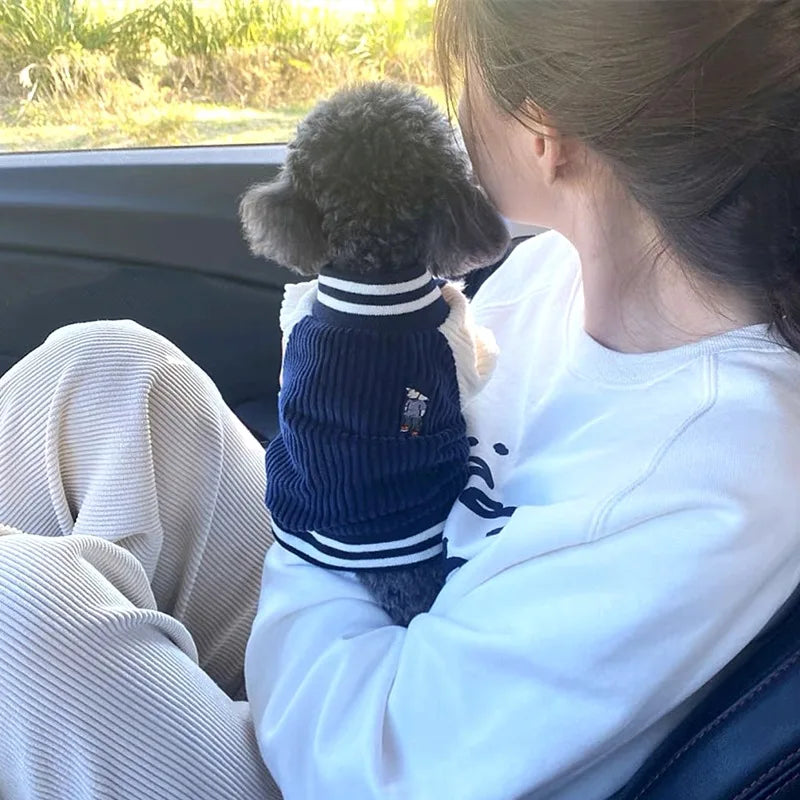 Corduroy Pet Varsity Jacket - Urban Style and Cozy Warmth