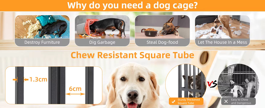 Heavy-Duty Lockable Dog Crate with Removable Tray