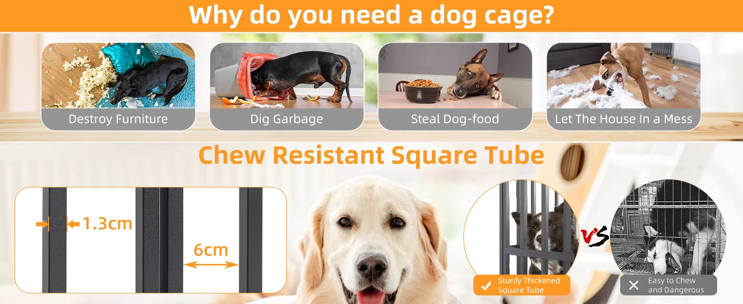 Heavy-Duty Lockable Dog Crate with Removable Tray