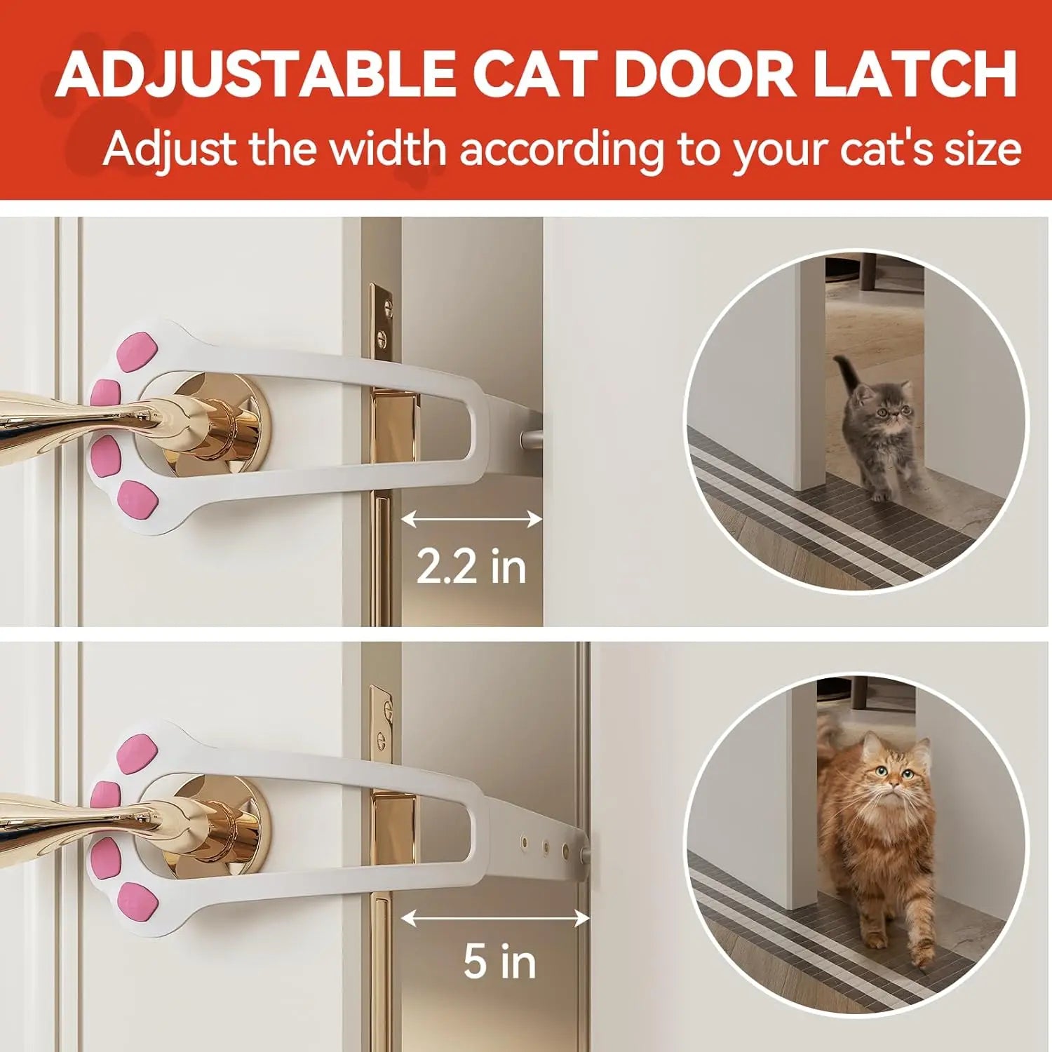 Adjustable Paw-Shaped Cat Door Latch - Excludes Dogs and Babies