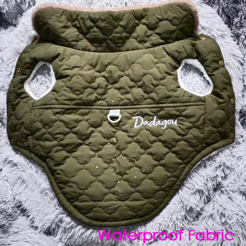 Waterproof Quilted Pet Coat with Fur Collar - Complete Thermal Protection