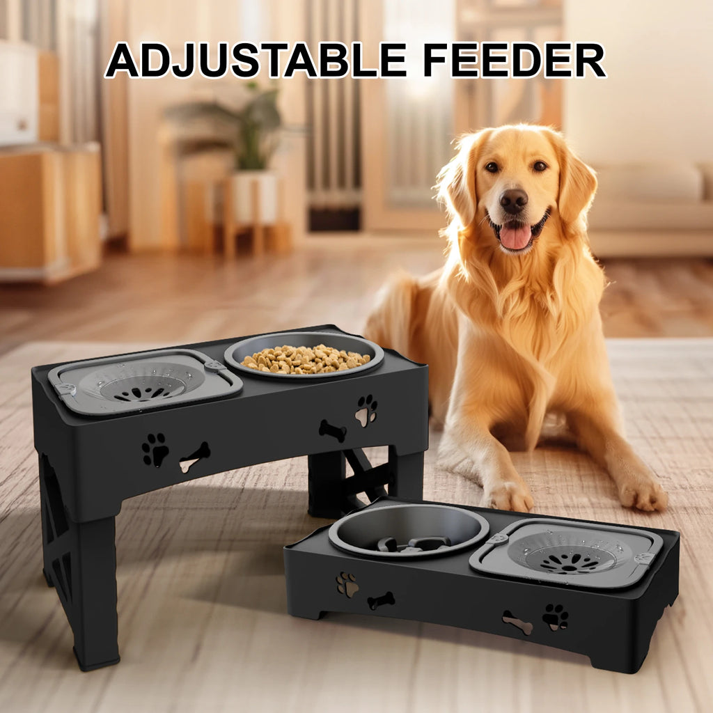 Adjustable Height Ergonomic Dual Pet Feeder