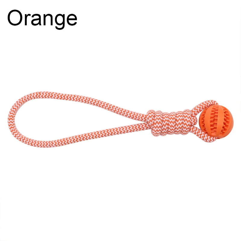 Treat Dispensing Ball Toy with Rope - Tug-of-War and Dental Cleaning