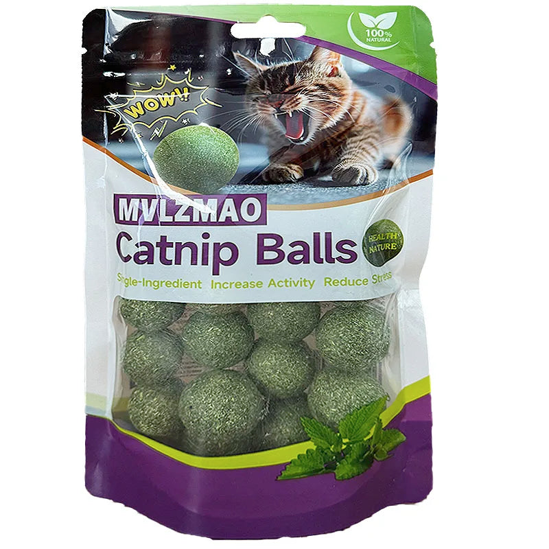 Self-Adhesive Edible Catnip Balls - Wall-Mount Treat and Teeth Cleaner