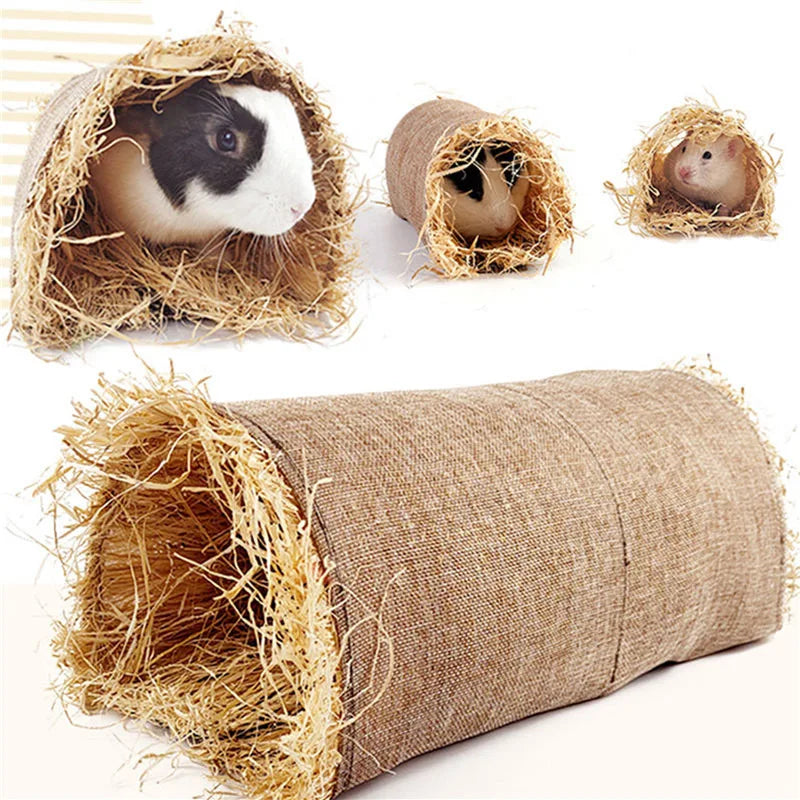 Natural Woven Grass Tunnel, Pad and Cage Hideaway