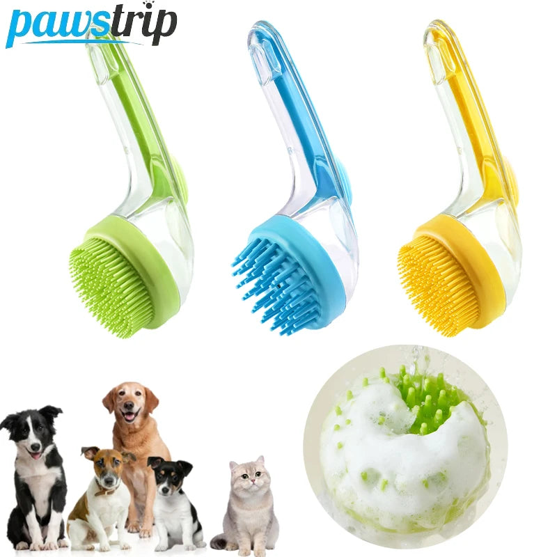 Long-Handle 2-in-1 Shampoo Dispenser Pet Bath Brush