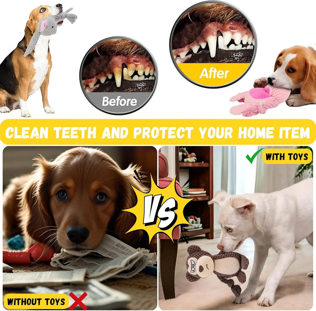 Interactive Sound Rope Animal Toys - Dental Cleaning and Plush Comfort Set